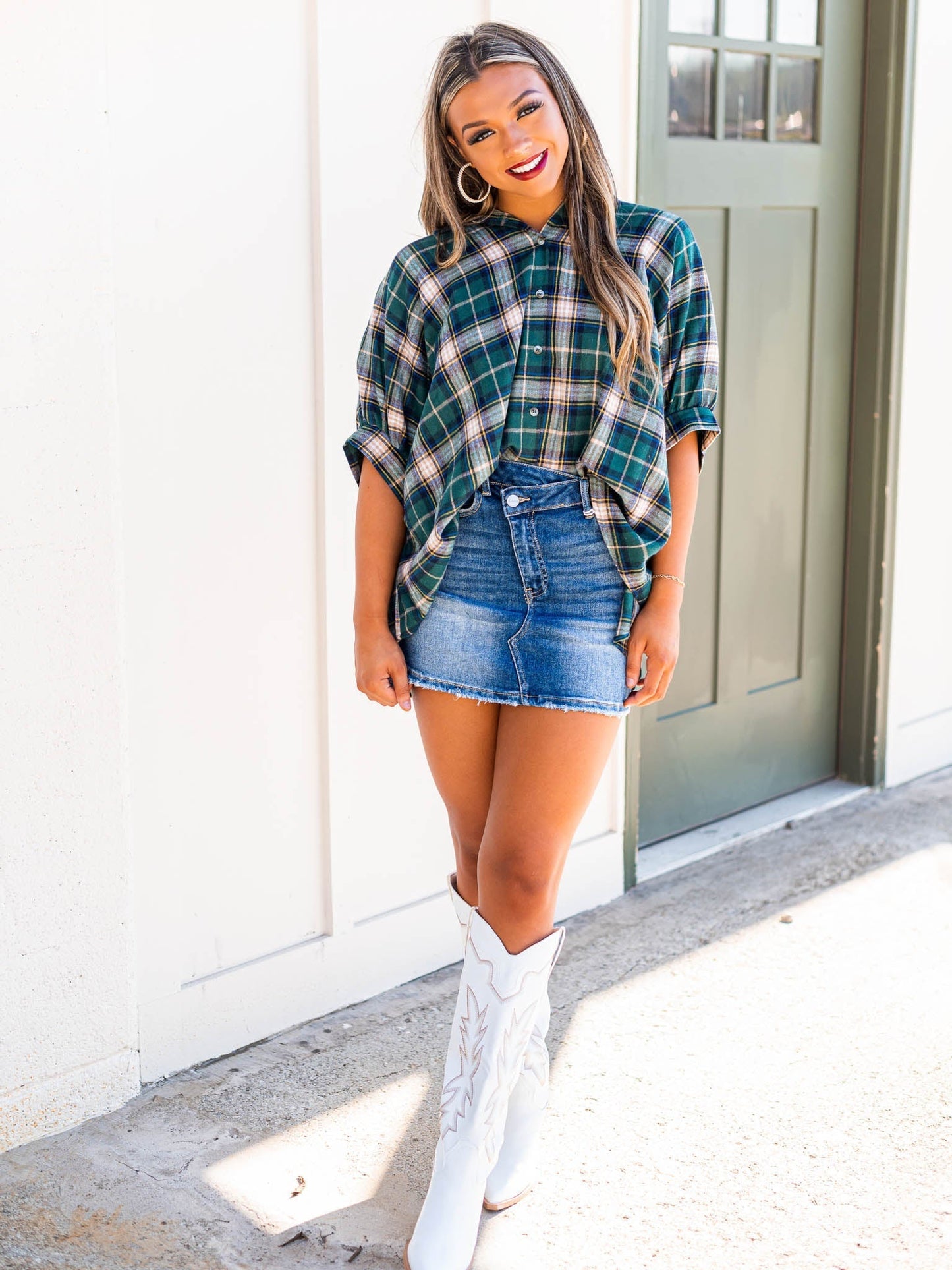 People Like Us Plaid Oversized Top