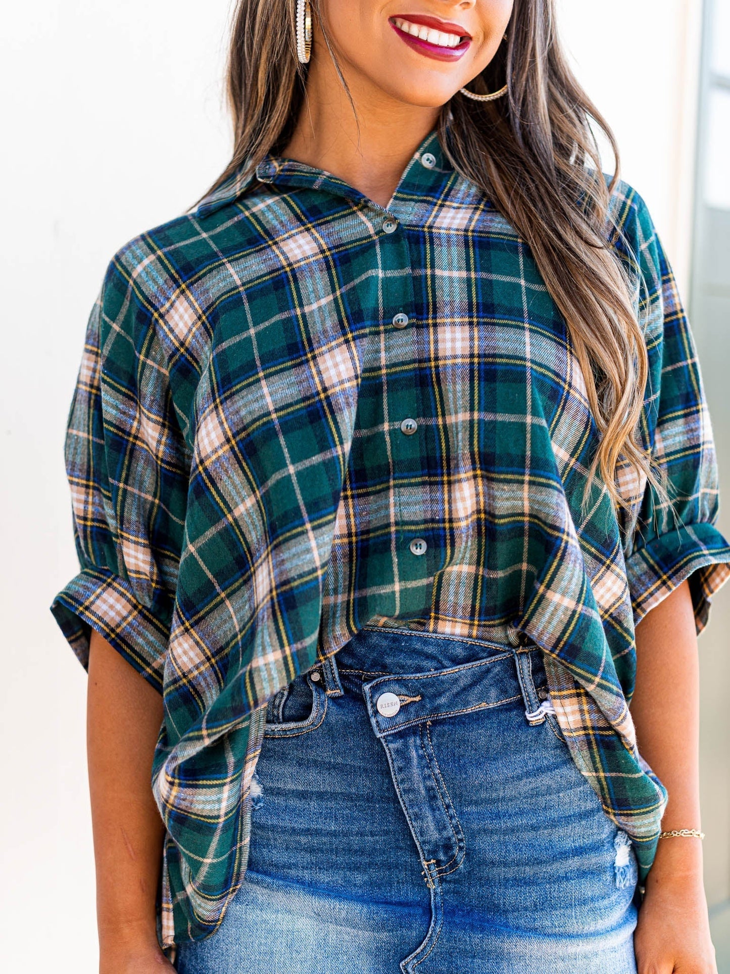 People Like Us Plaid Oversized Top