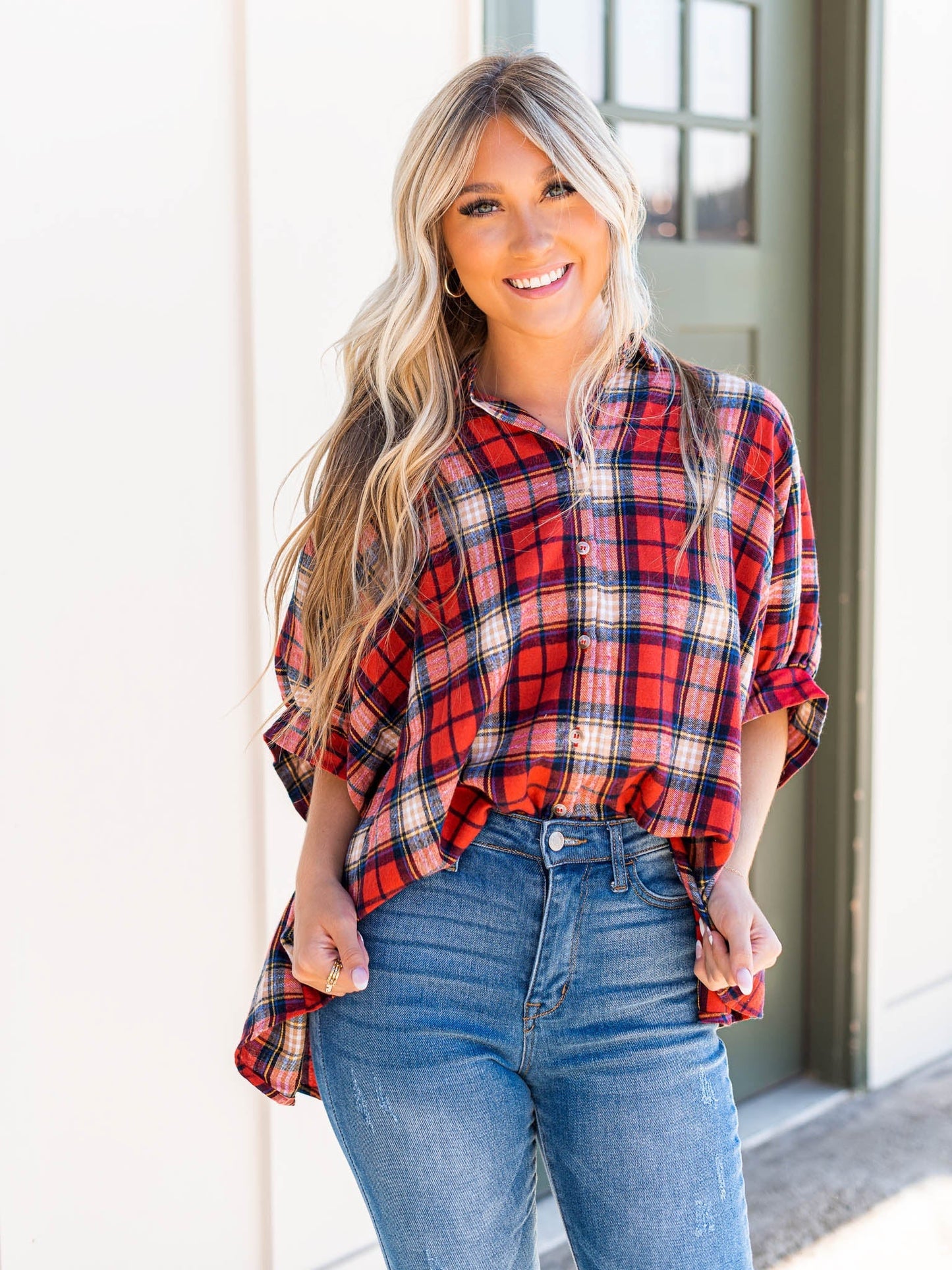 People Like Us Plaid Oversized Top