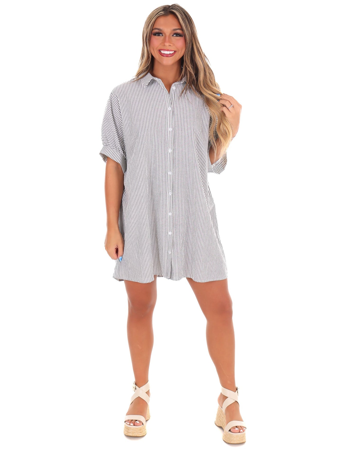 Here We Go Again Oversized Striped Dress