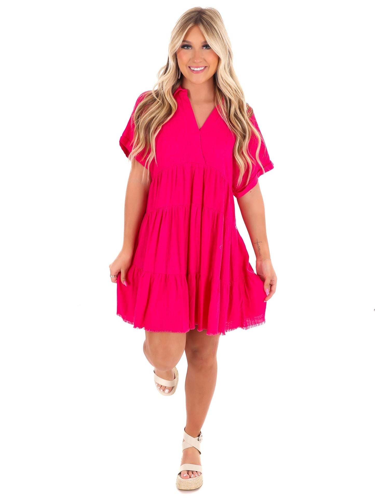 Let's Go Back Linen Dress