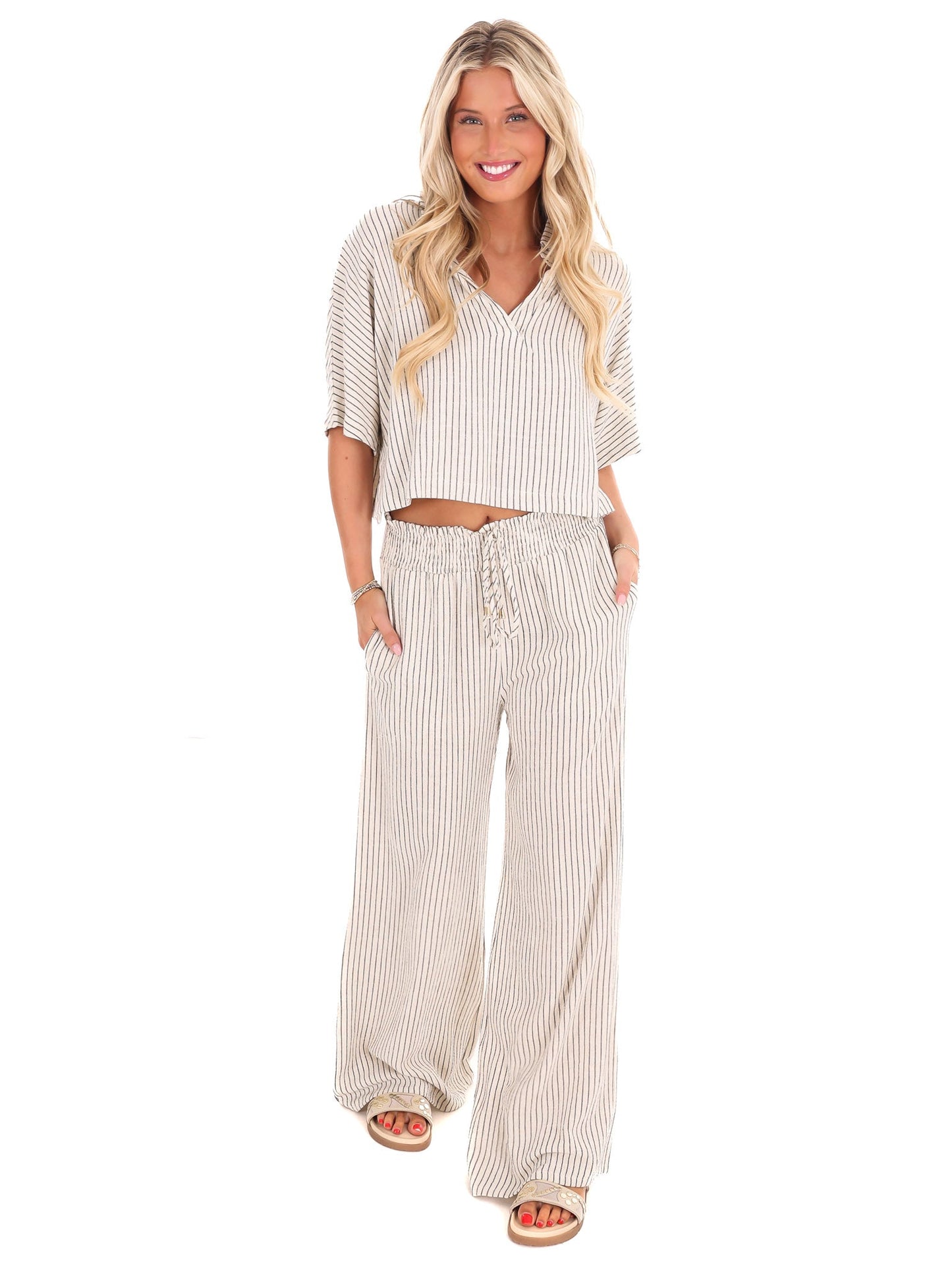 Same Old Me Striped Linen Top