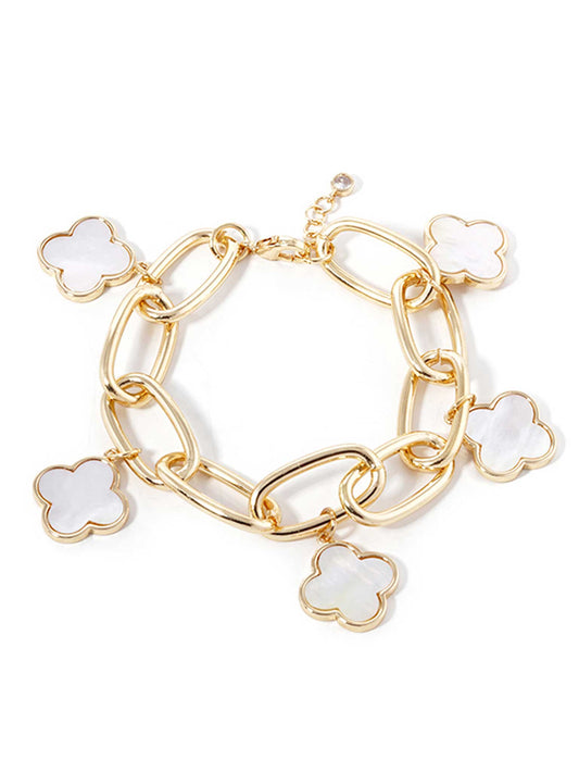 Quatrefoil Charm Station Link Bracelet