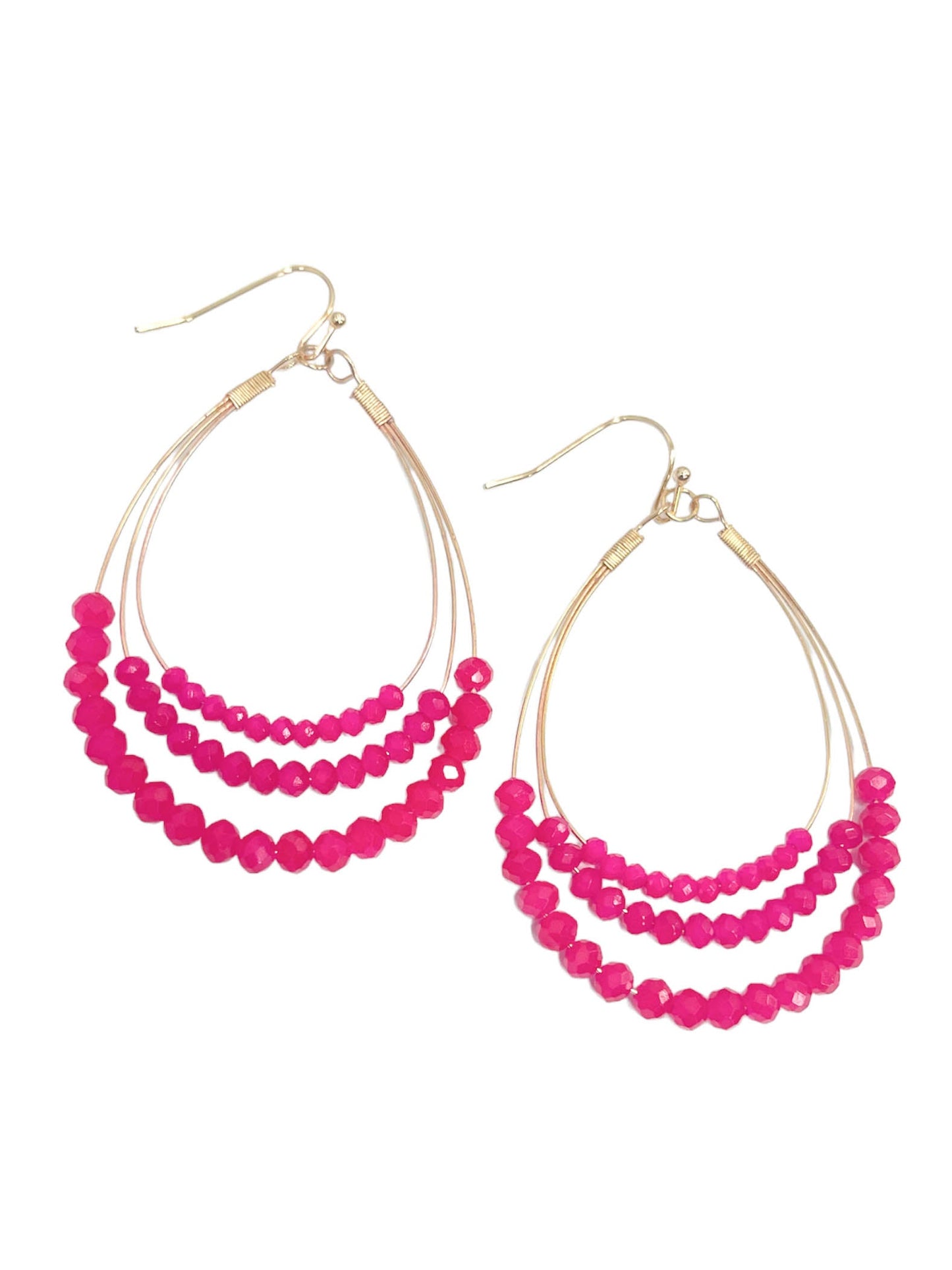 Layered Wire Bead Teardrop Earrings