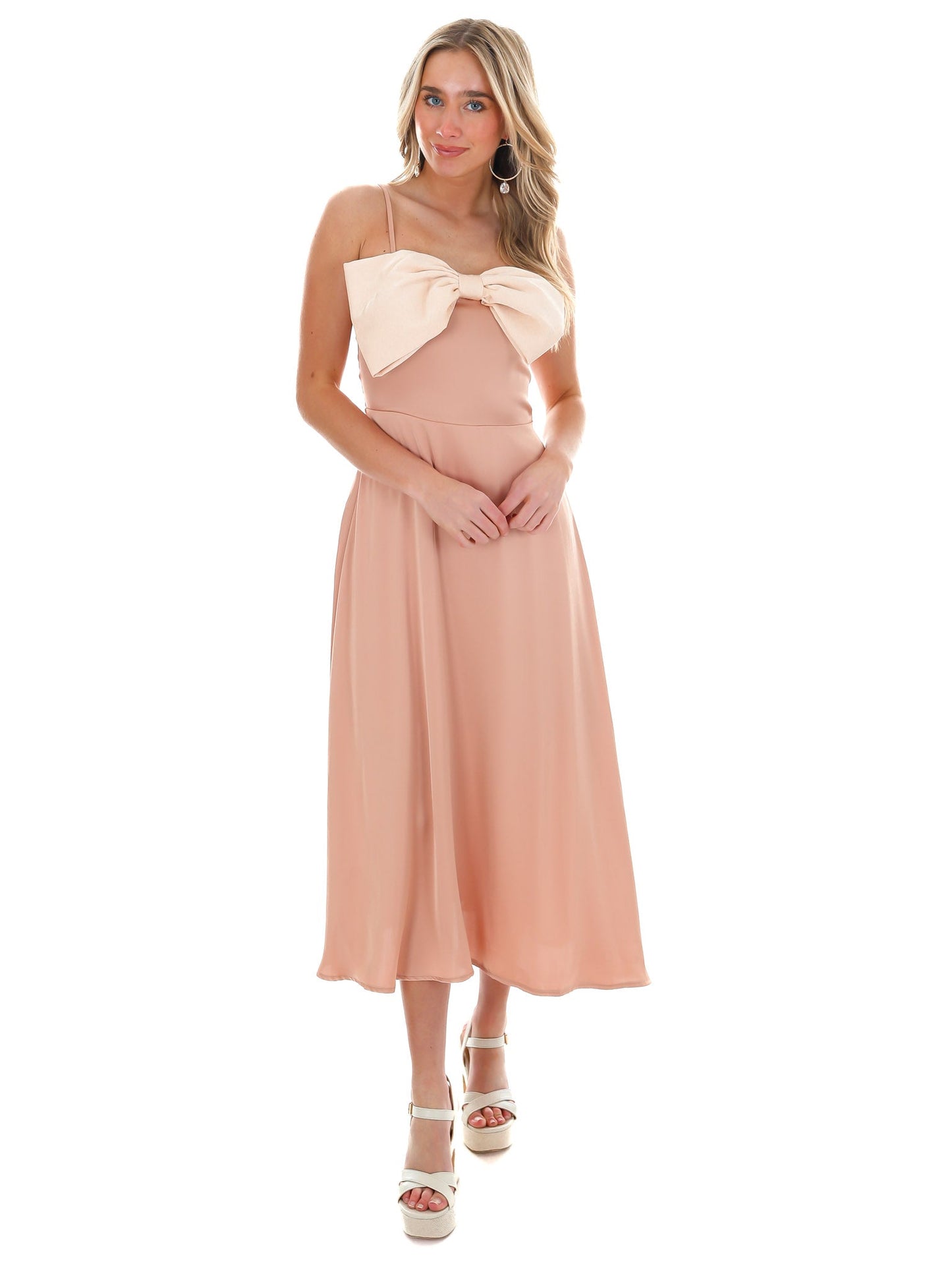 Romantically Thinking Bow Satin Dress