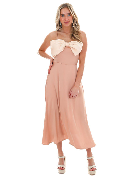 Romantically Thinking Bow Satin Dress