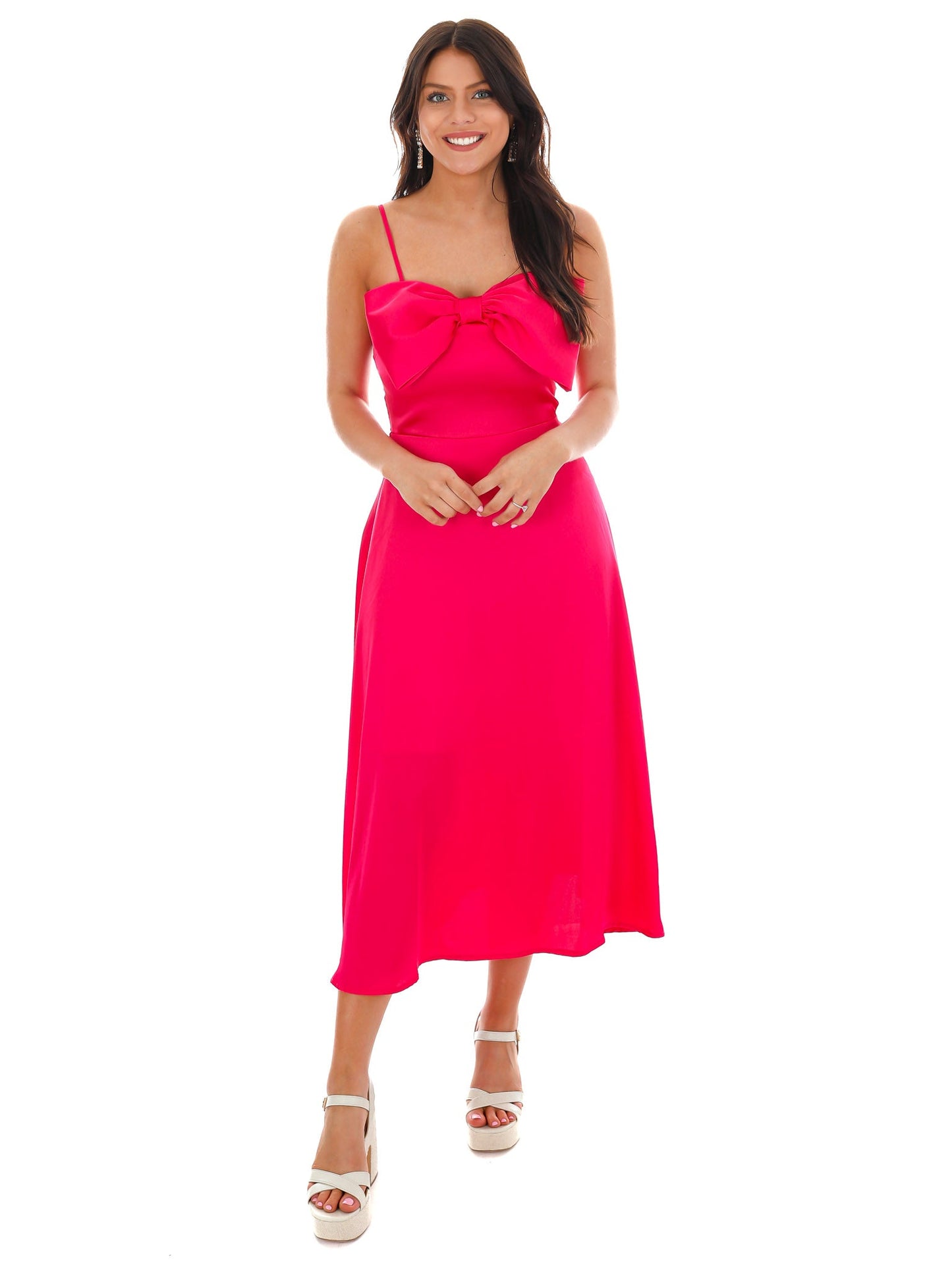 Romantically Thinking Bow Satin Dress