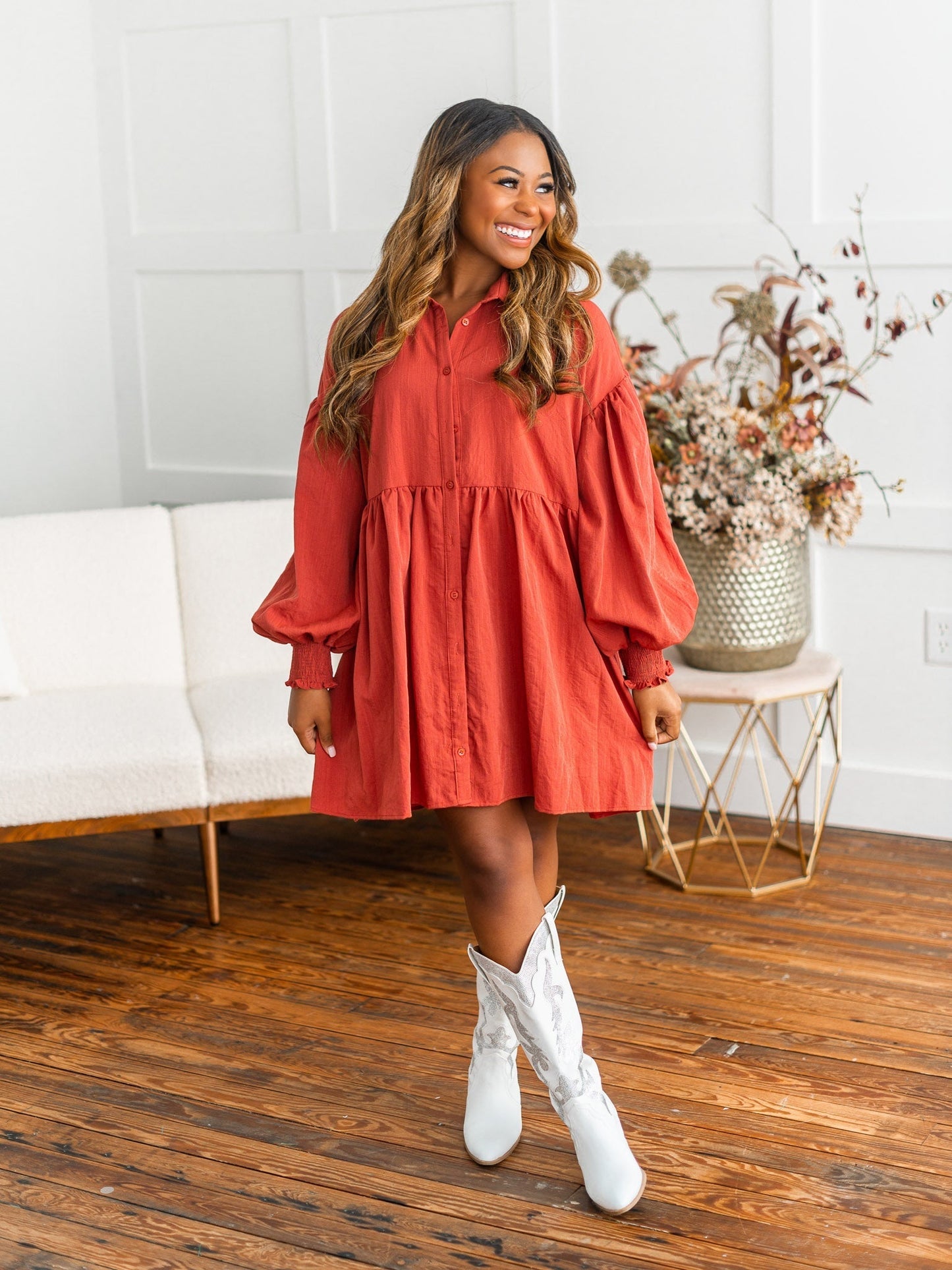 Leave A Message Button Up Dress