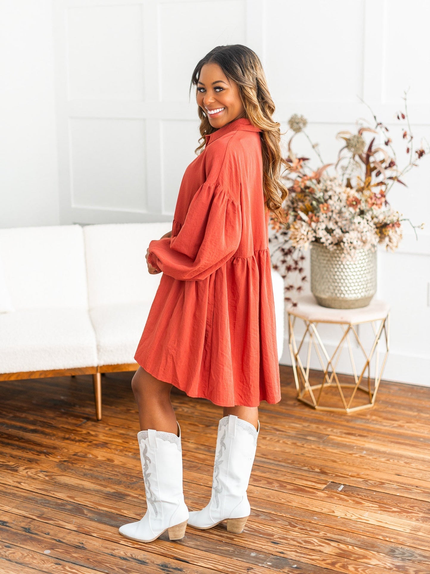 Leave A Message Button Up Dress
