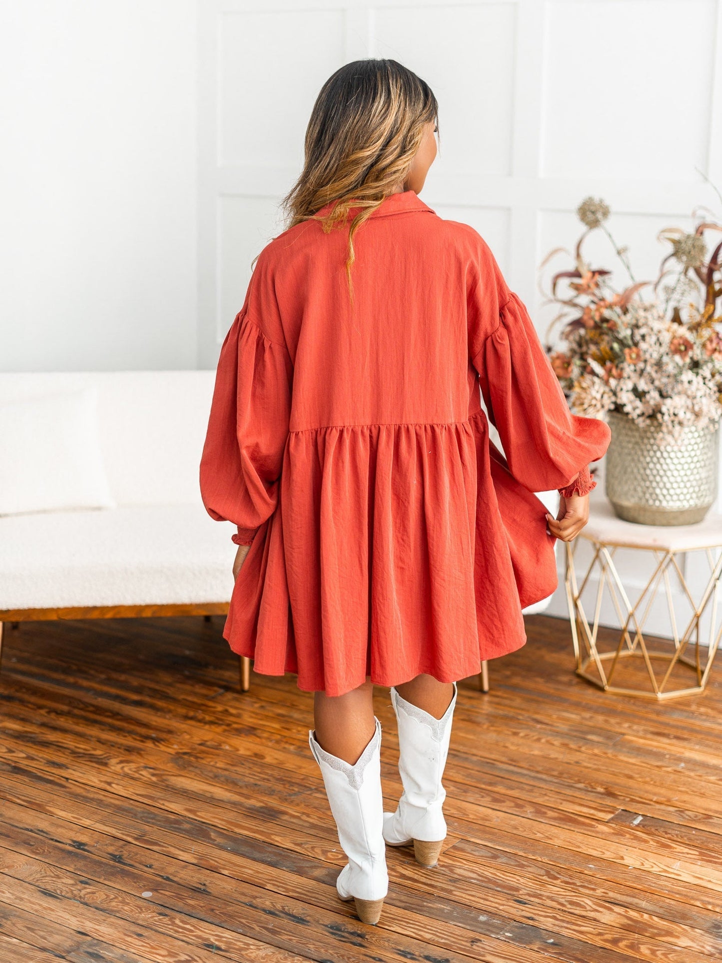 Leave A Message Button Up Dress