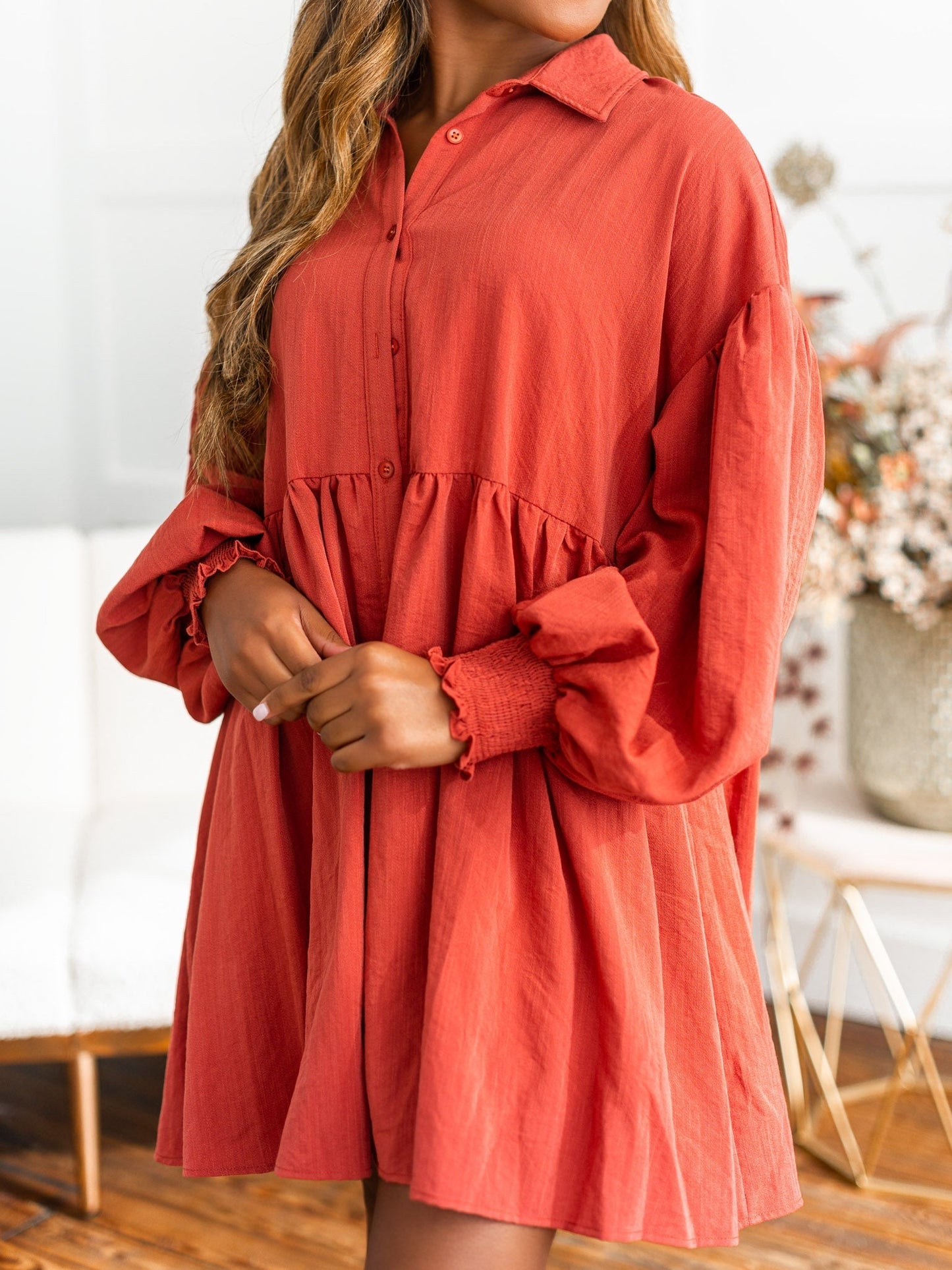 Leave A Message Button Up Dress