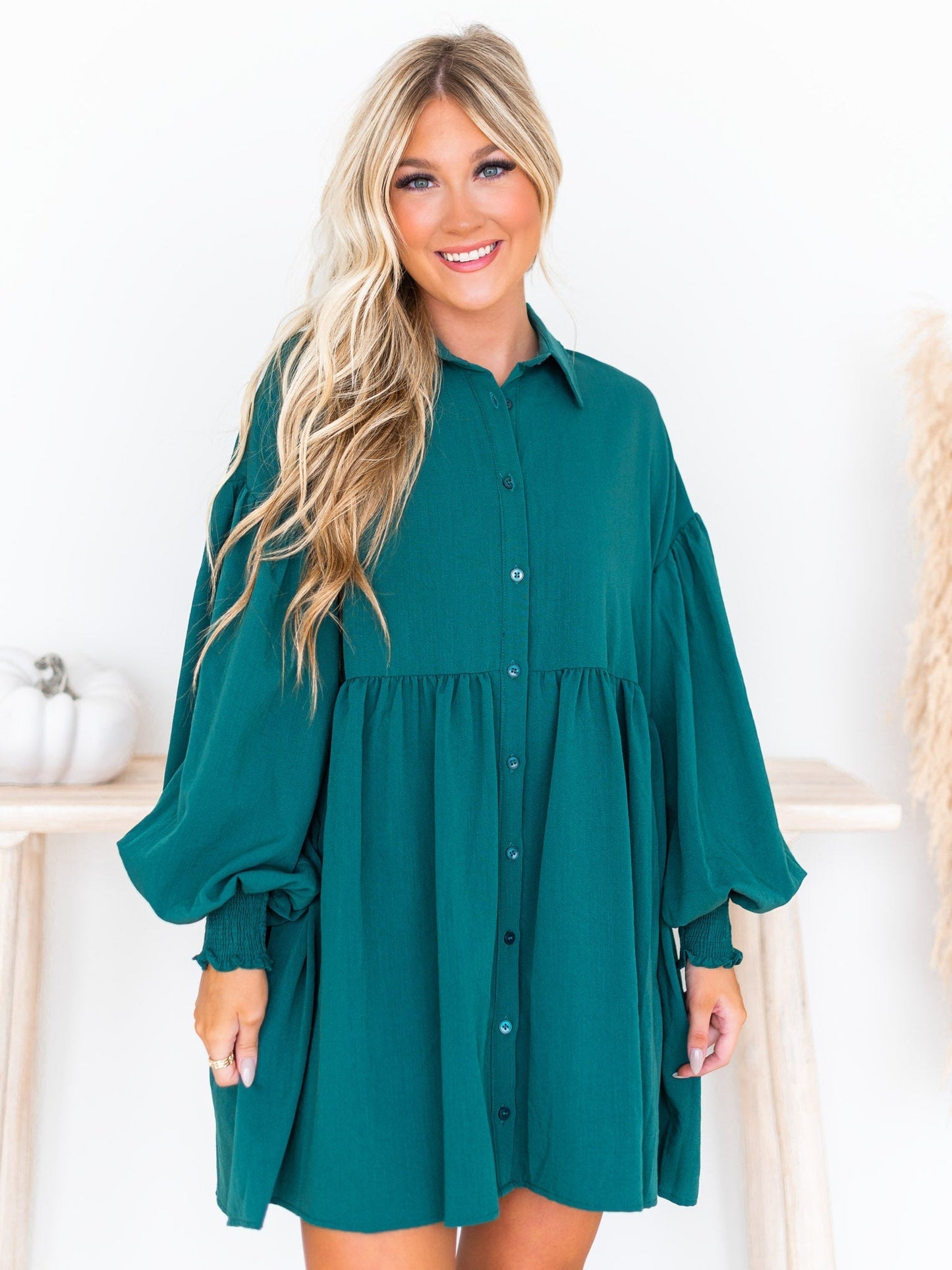 Leave A Message Button Up Dress