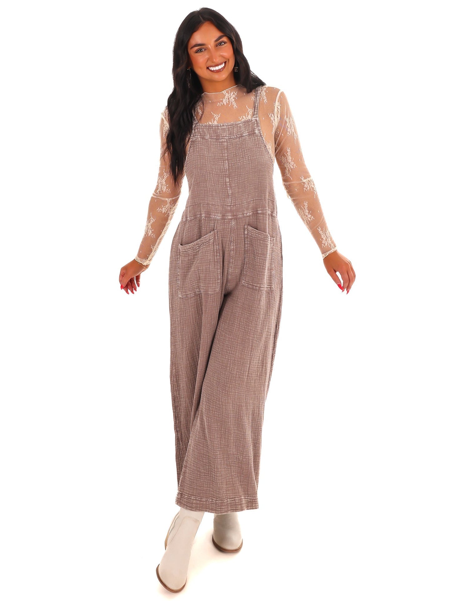 Vintage Vibes Mineral Wash Jumpsuit
