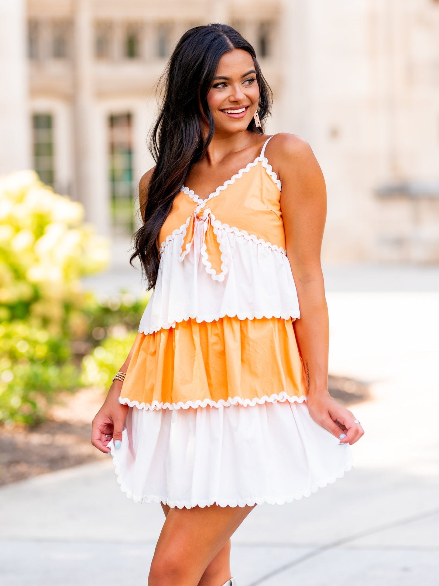 Push Forward Contrast Tiered Dress