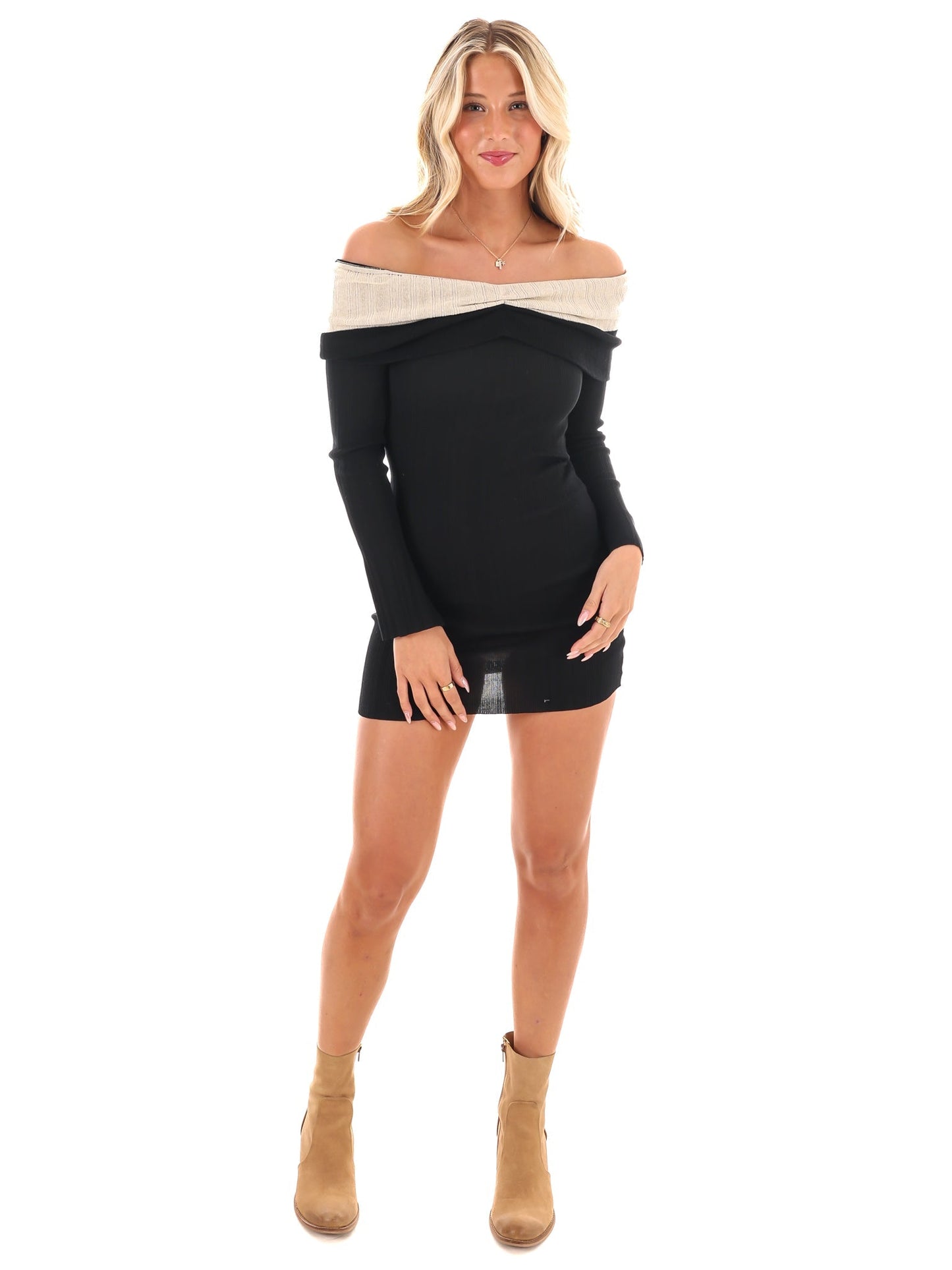 Off the Shoulder Sensation Mini Dress