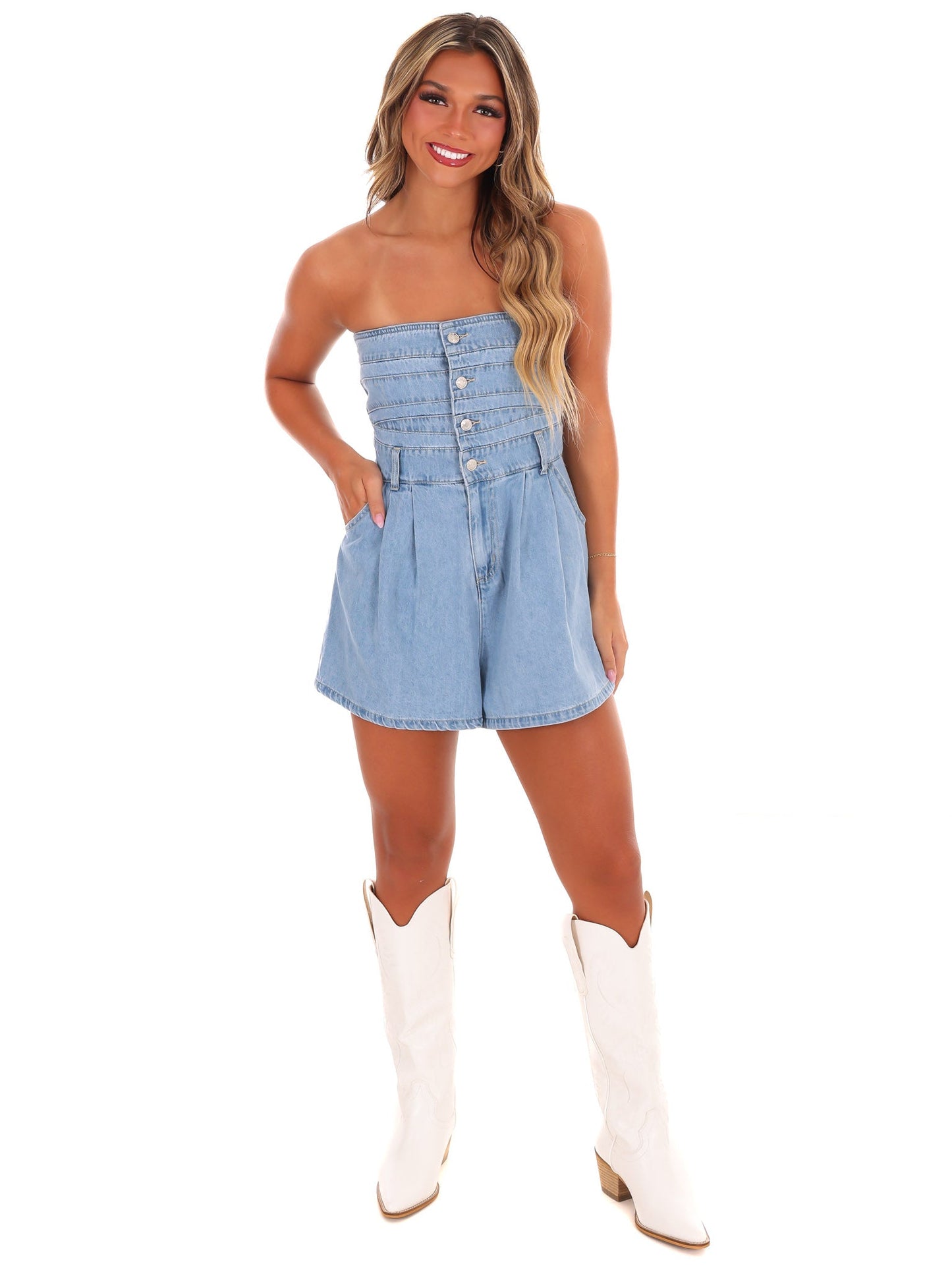 Something to Say Denim Romper
