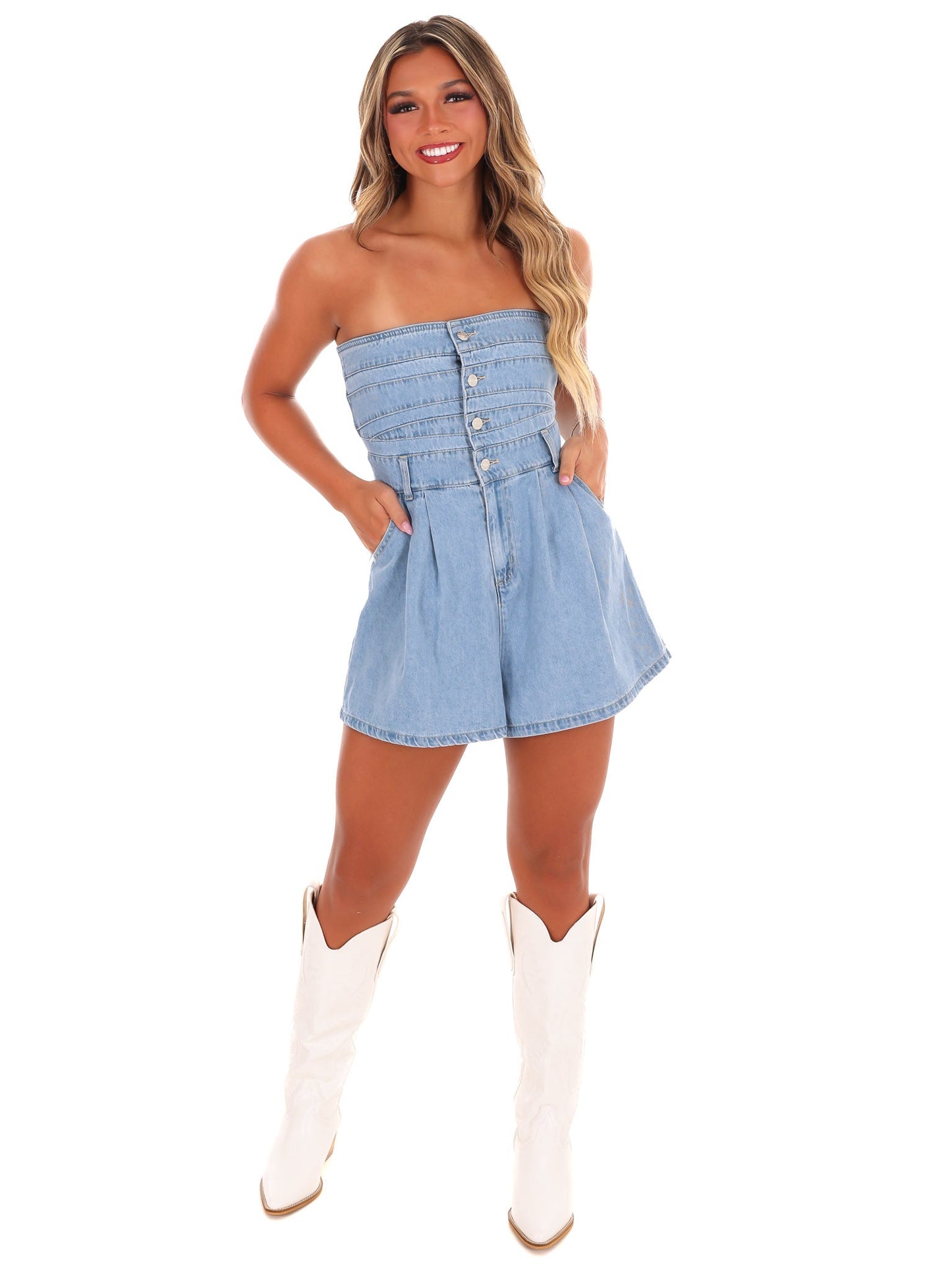 Something to Say Denim Romper