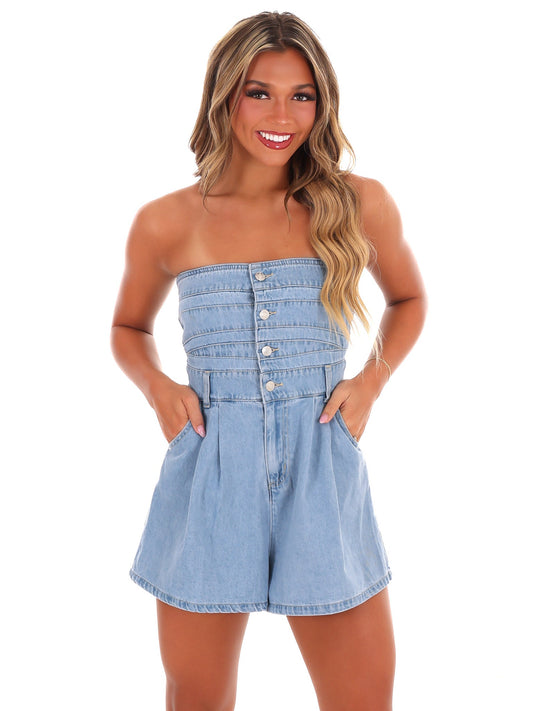 Something to Say Denim Romper