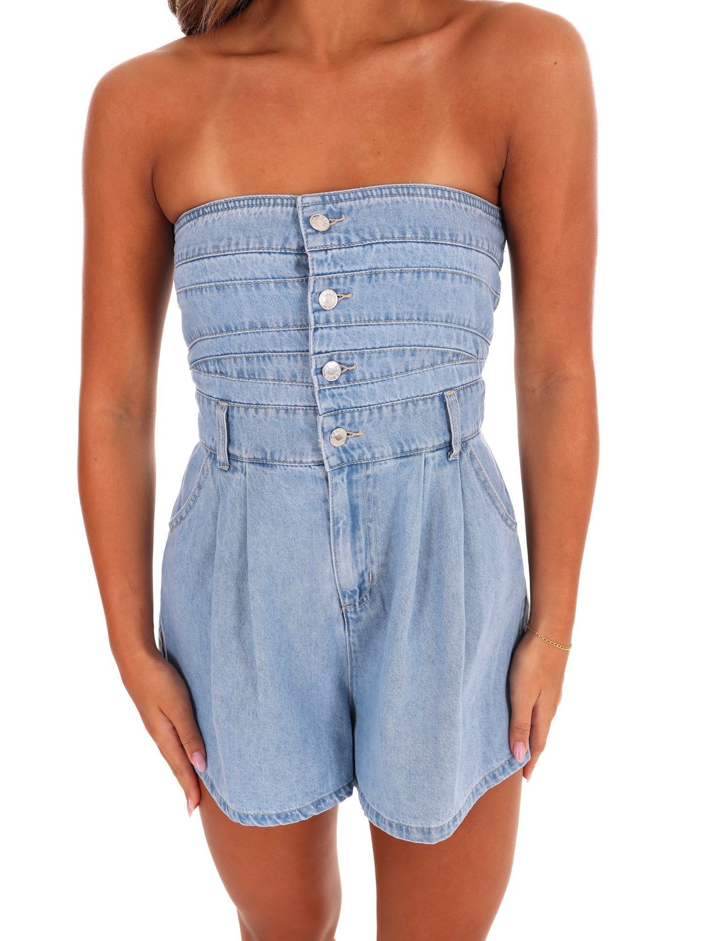 Something to Say Denim Romper