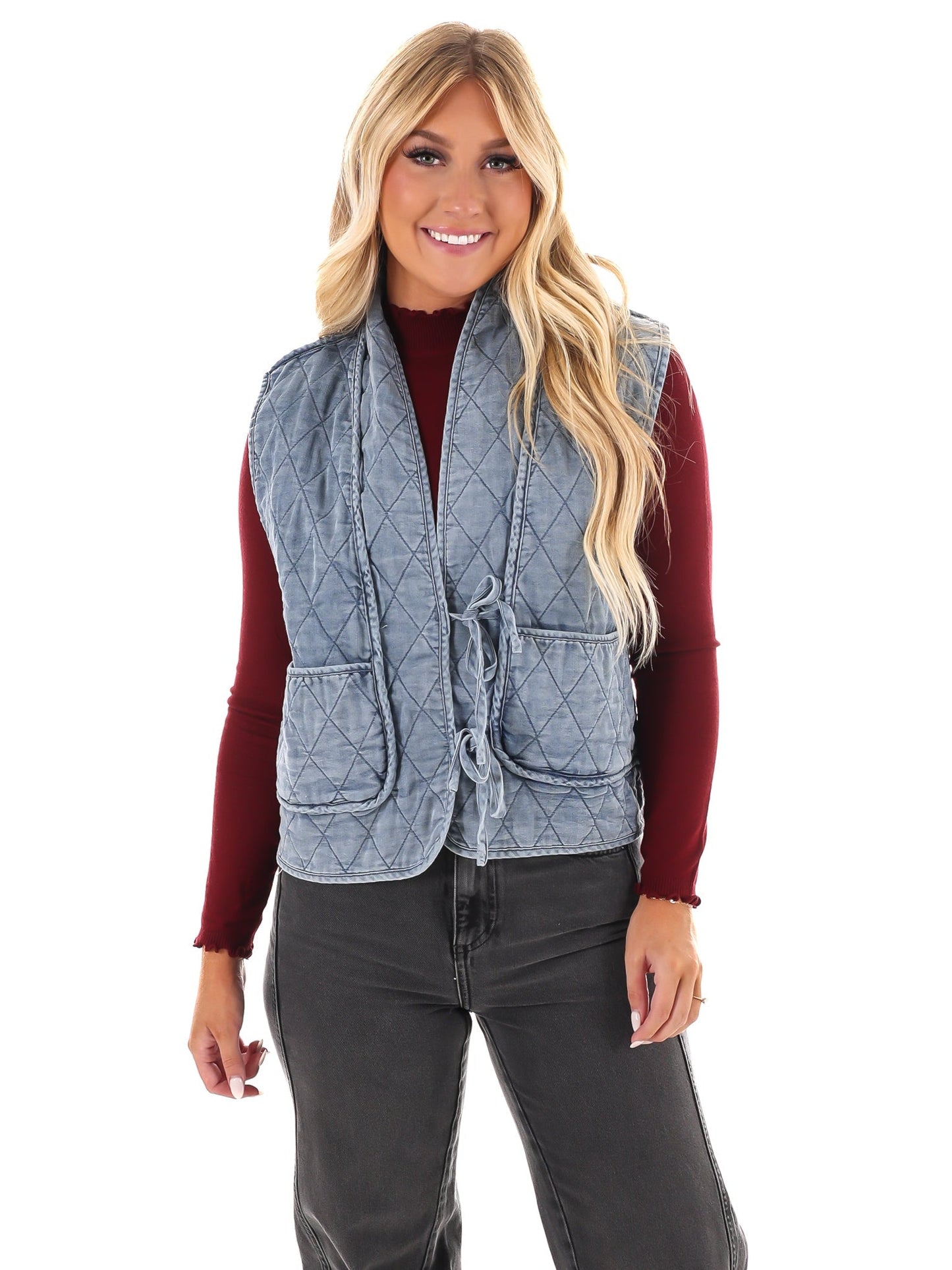 Read All About It Quilted Denim Vest