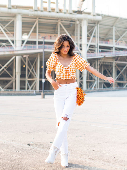 Play With Your Heart Gingham Crop Top