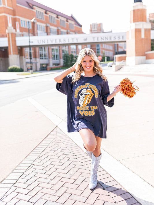 Rolling Stones Rock 'Em Vols Oversized Distressed Tee