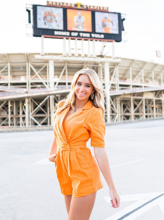 Run the Ball Denim Romper