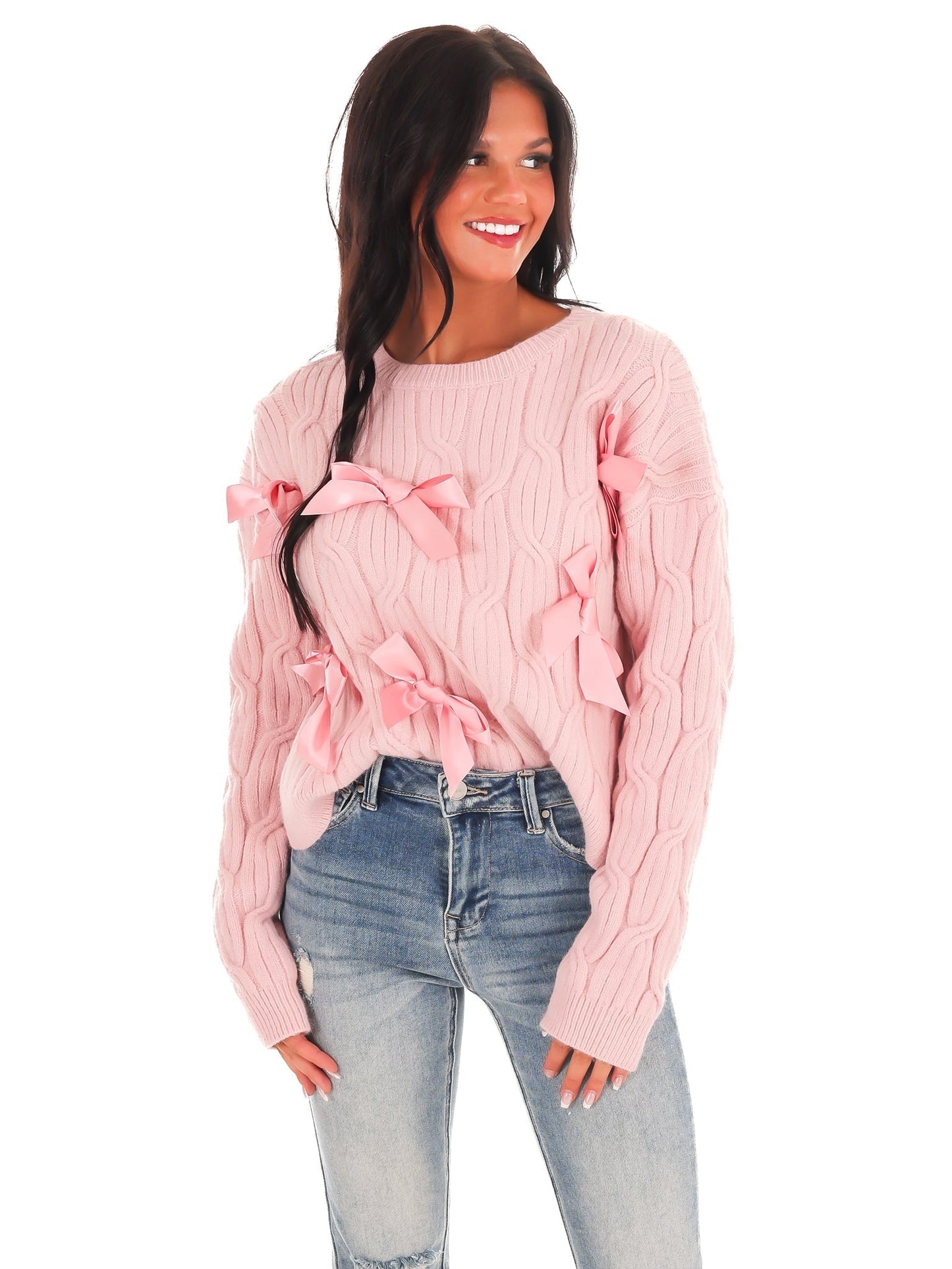 Bowtifully Yours Cable Knit Sweater