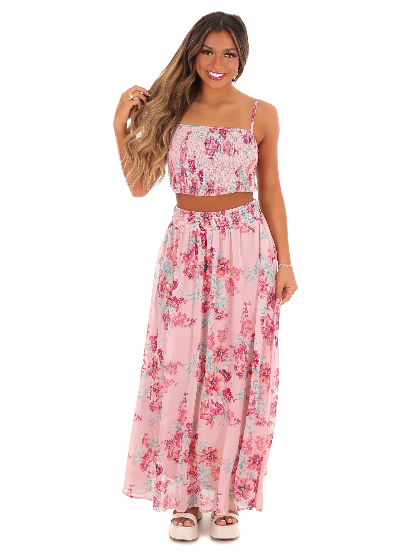 Let Love Blossom Floral Two Piece Set