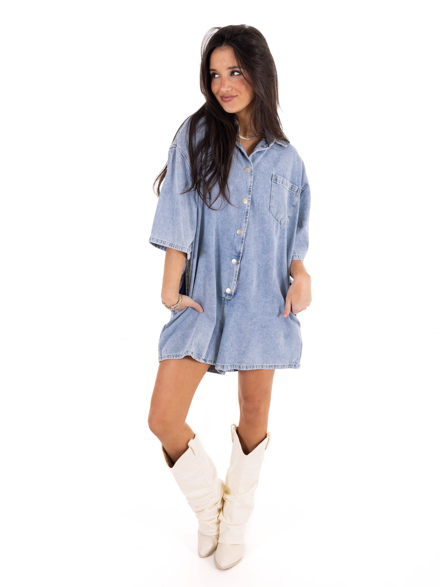 In My Mind Denim Romper
