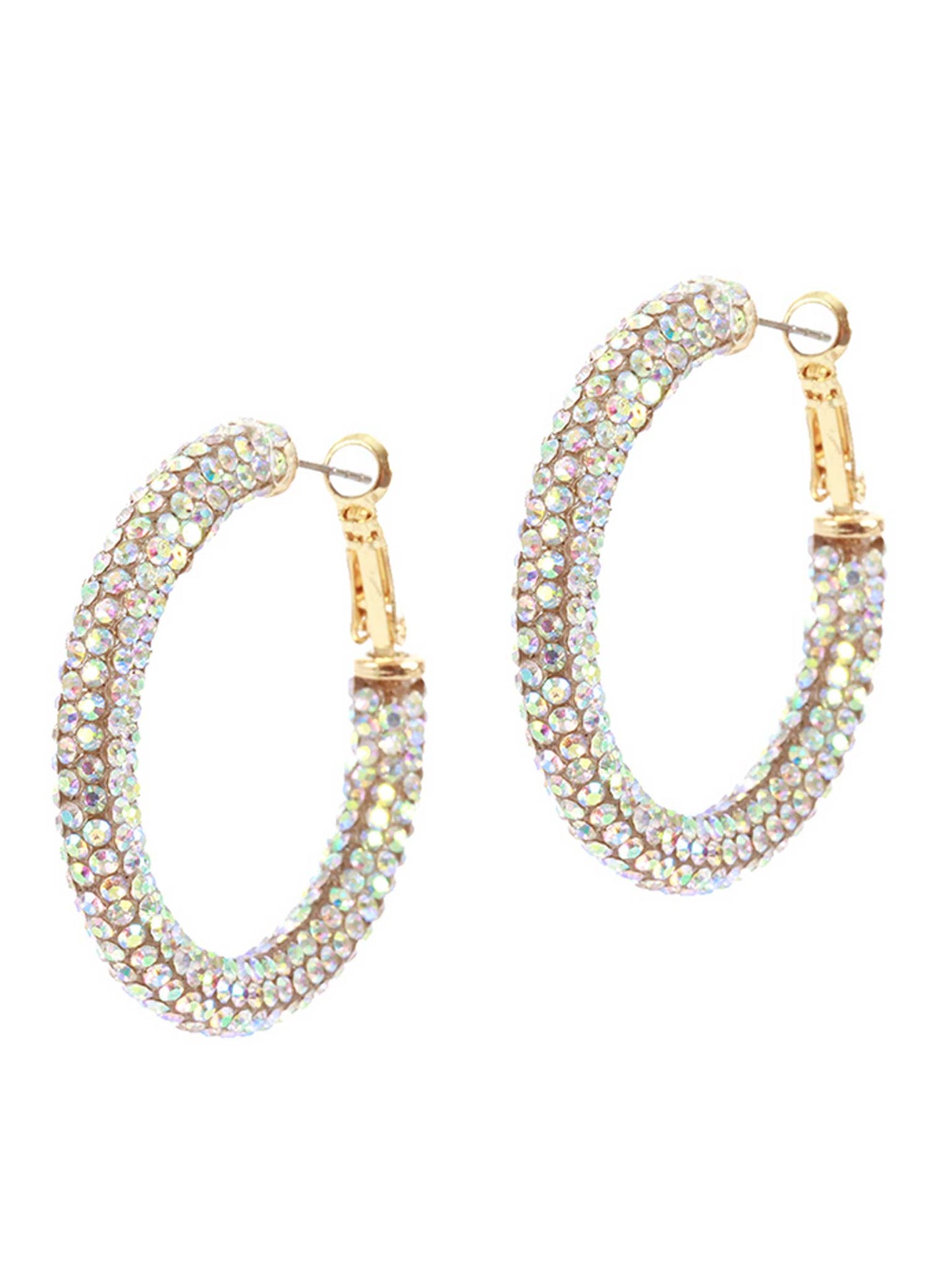 Small Rhinestone Pave Hoop Earrings