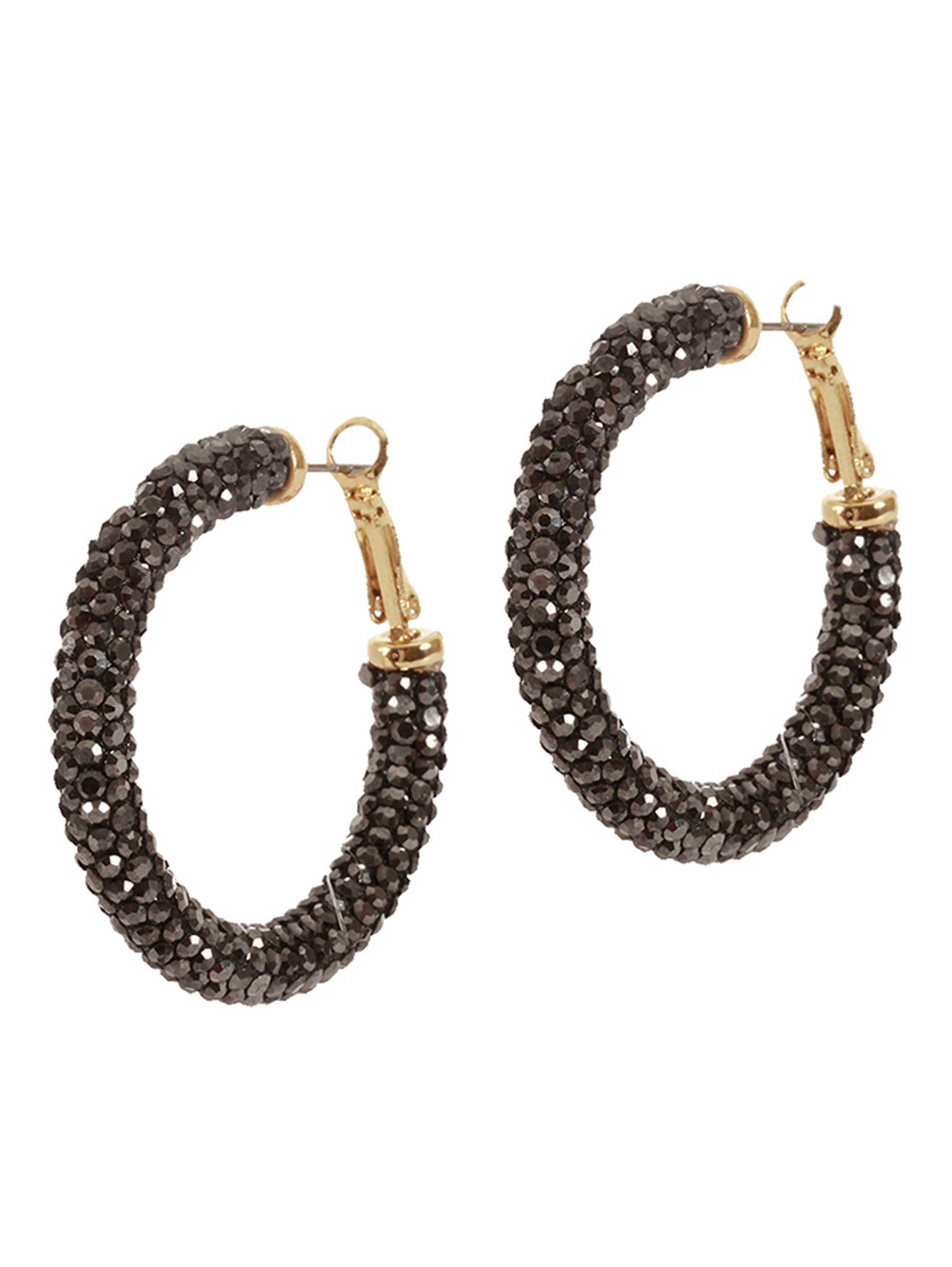 Small Rhinestone Pave Hoop Earrings