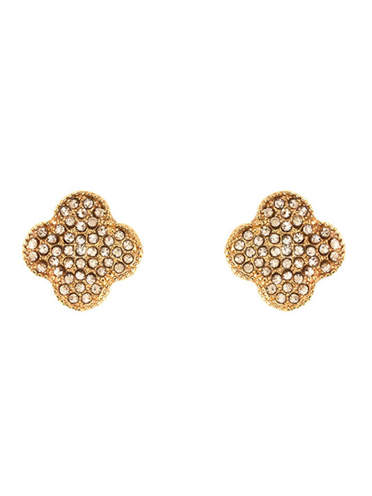 15mm Rhinestone Clover Post Earring