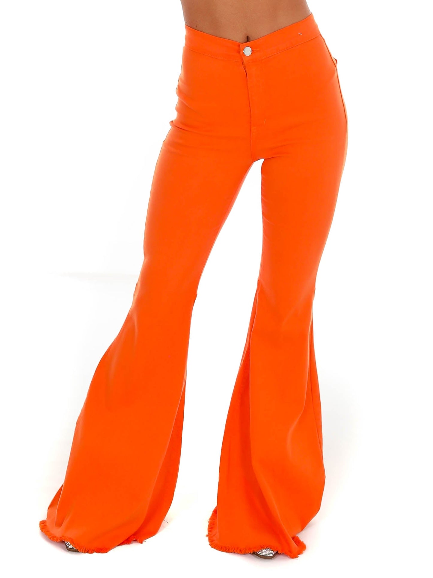 Keep It Up Orange High Waisted Flare Jeans