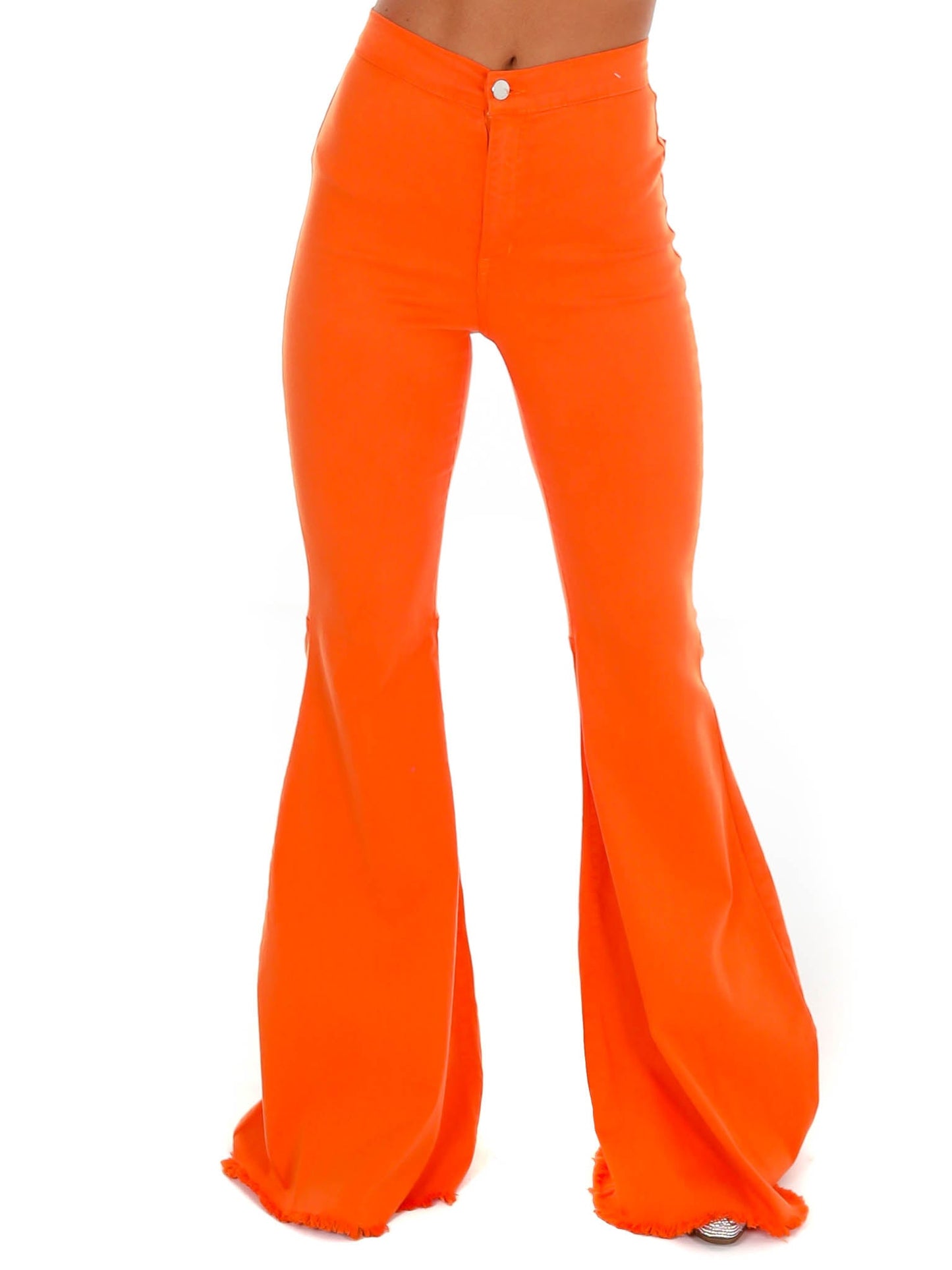 Keep It Up Orange High Waisted Flare Jeans
