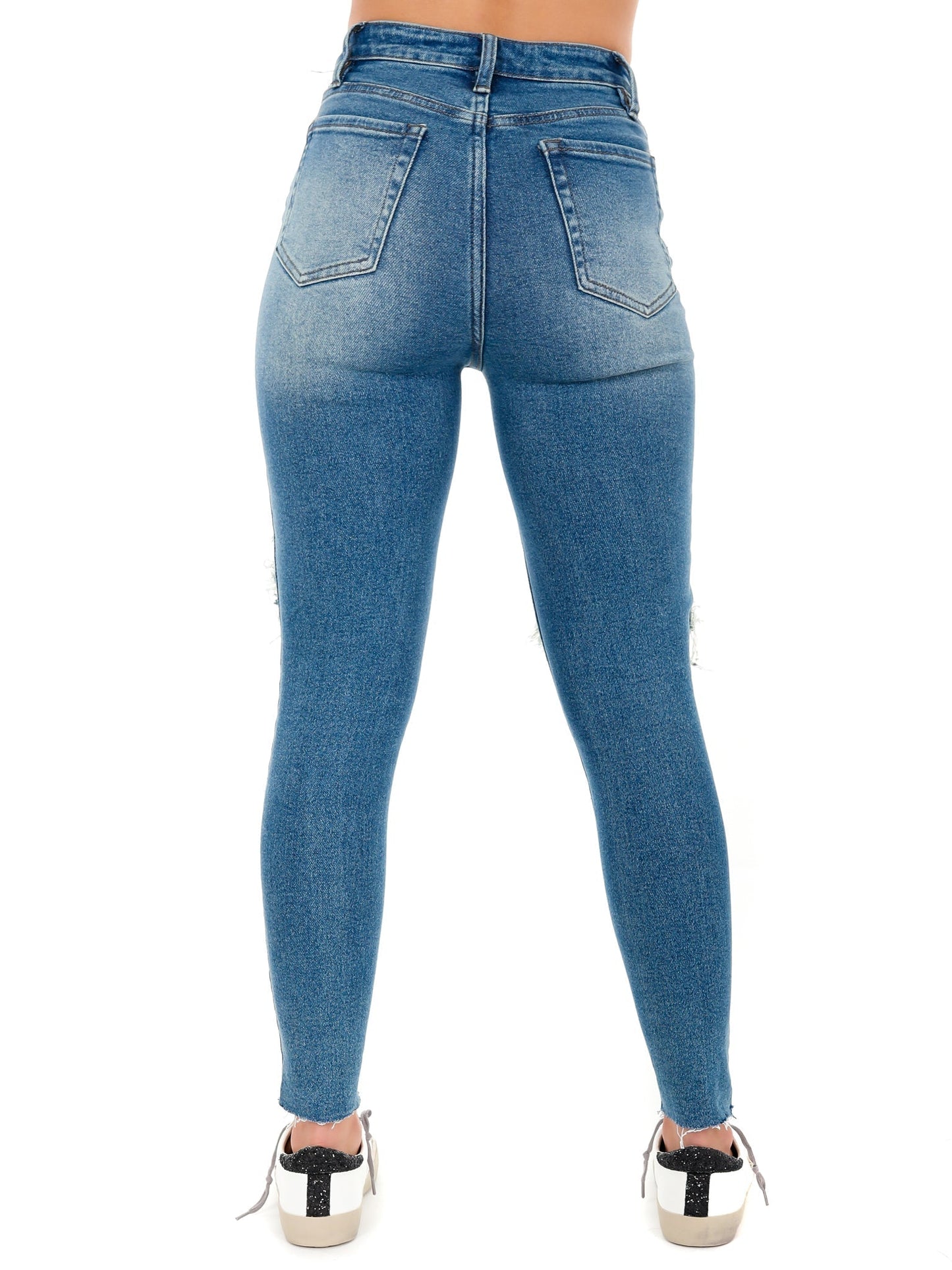 Past Due Exposed Button Ankle Jeans