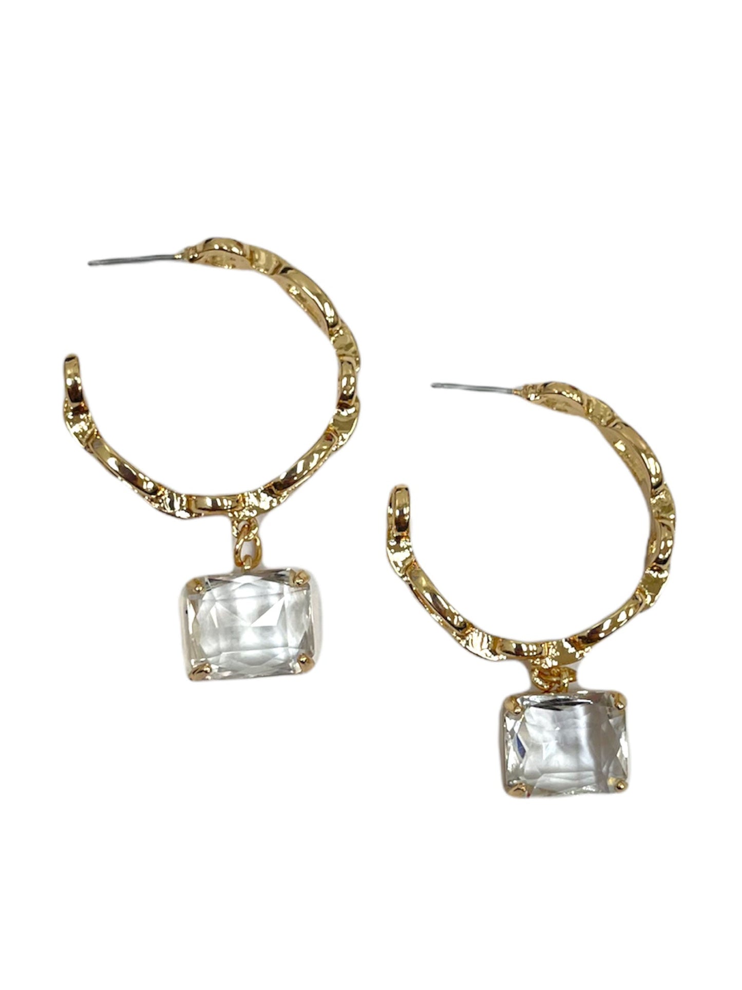 Chainlink Hoop with Square Pendant