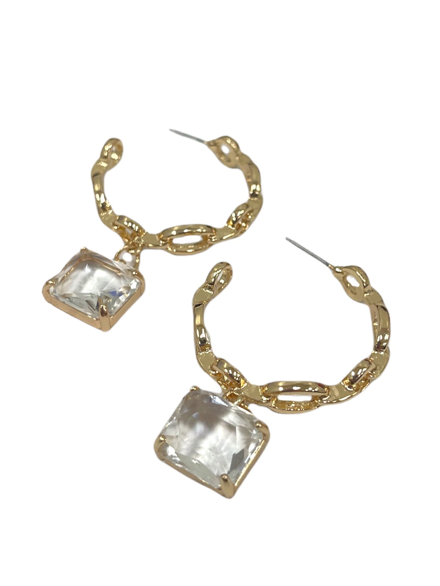 Chainlink Hoop with Square Pendant