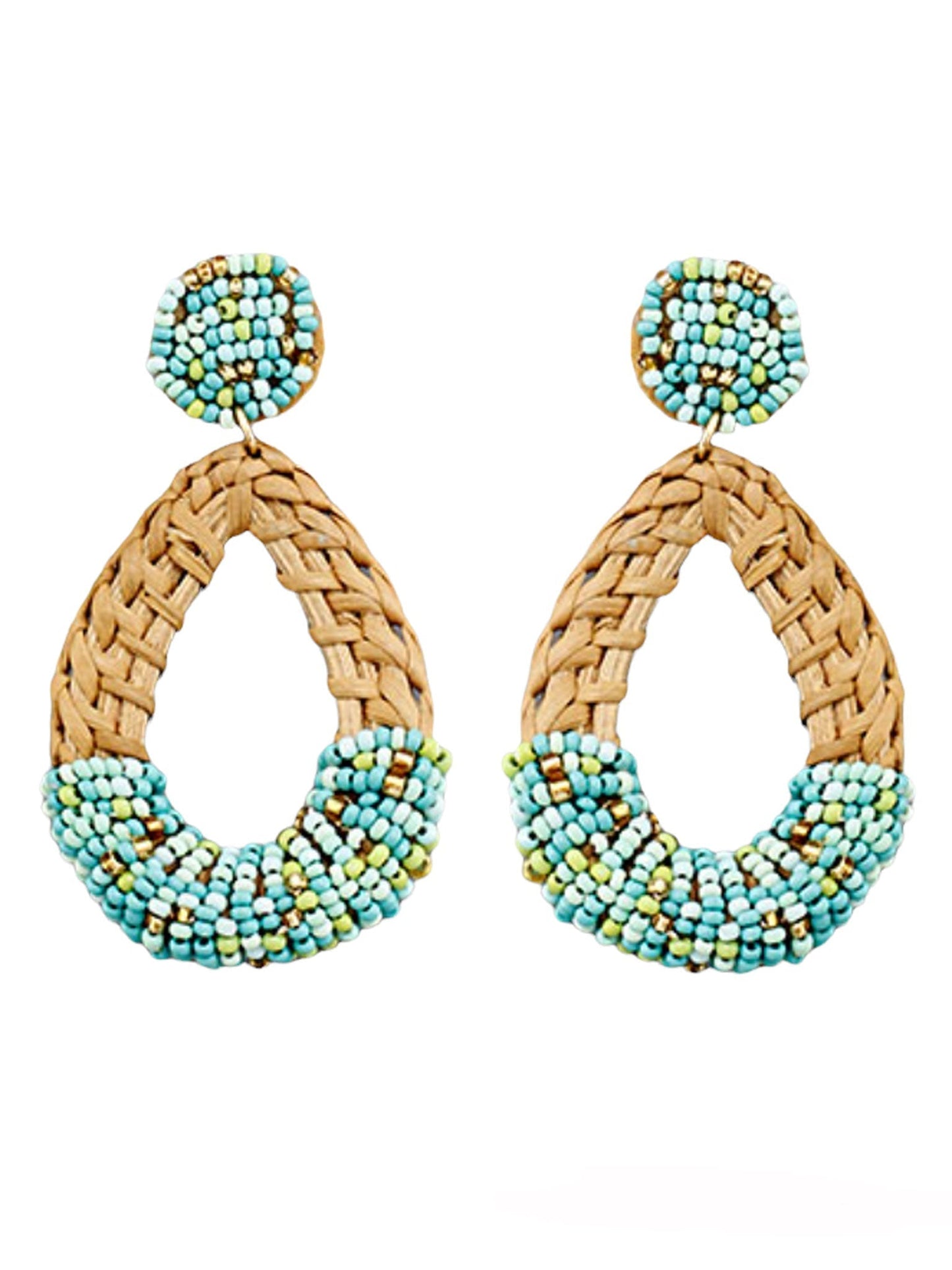 Lattan Mint Teardrop Bead Earrings