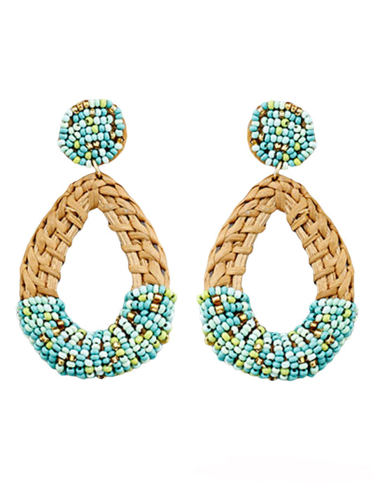 Lattan Mint Teardrop Bead Earrings