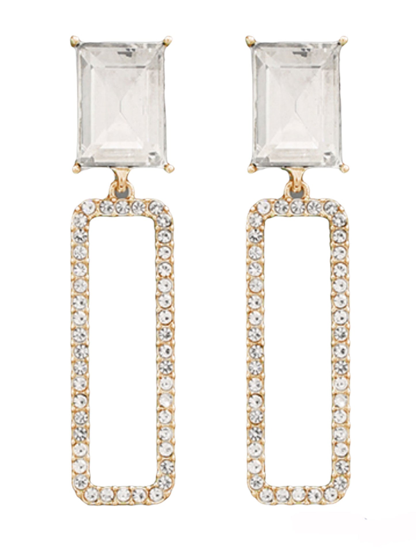 Square Bead & Open Rectangle Earrings