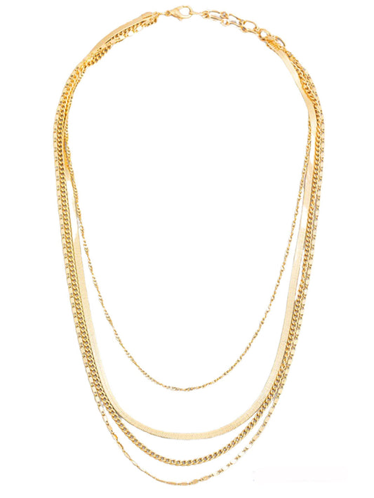 Multi Layered Gold Metal Necklace