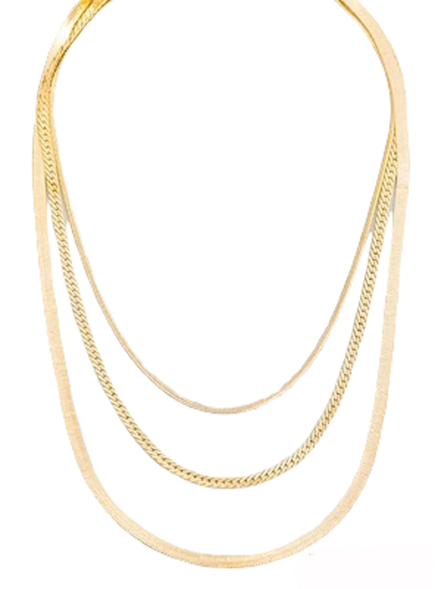 Layered Herringbone Chain Link Necklace