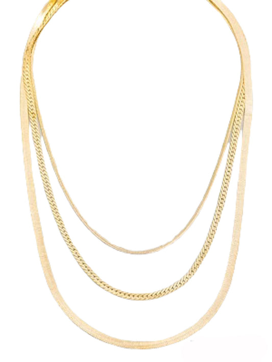 Layered Herringbone Chain Link Necklace