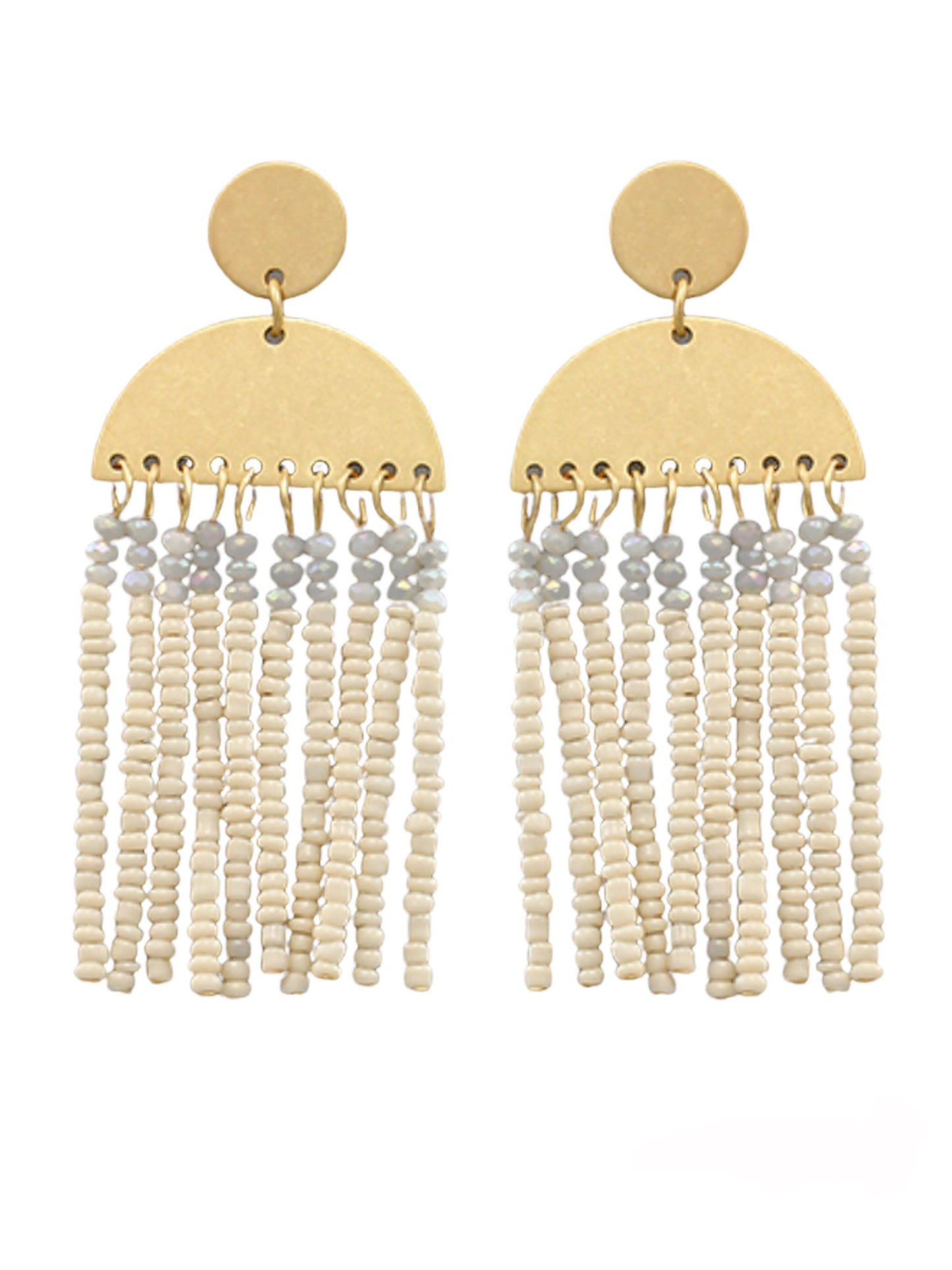 Wedge & Bead Tassel Earrings