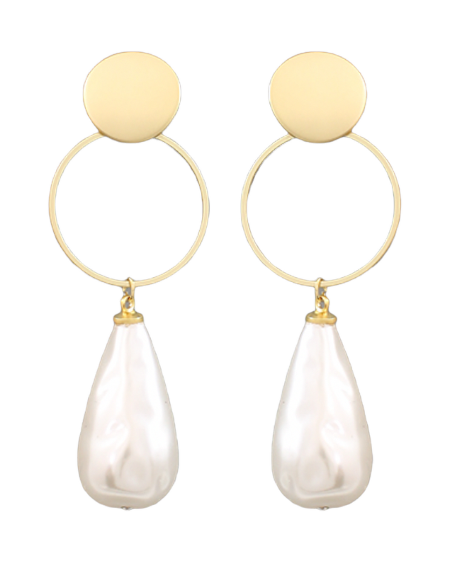 Disc & Baroque Pearls Earrings