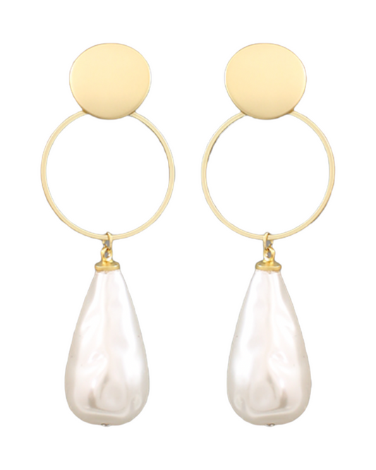 Disc & Baroque Pearls Earrings
