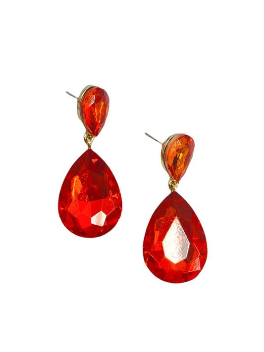 Orange Rhinestone Pendant Dangle Earrings