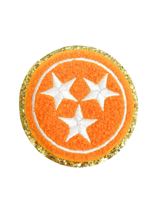 Glitter Orange Chenille Tri-Star Patch