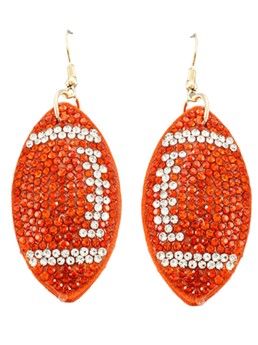 Football Crystal Suede Earrings